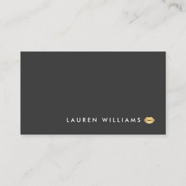 Modern and Minimal Gold Lips Beauty Business Card (Front)