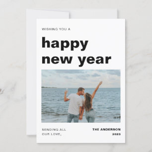 Modern and Minimal New Year with Photo  Holiday Card