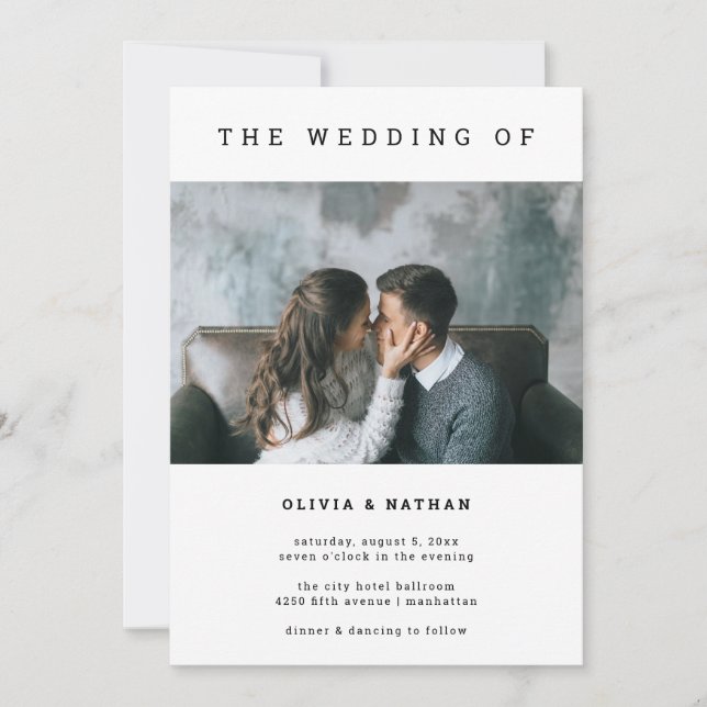 Modern and Minimal | One Photo Wedding Invitation (Front)