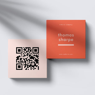 Modern and Minimal QR Code Backer Square Business Card