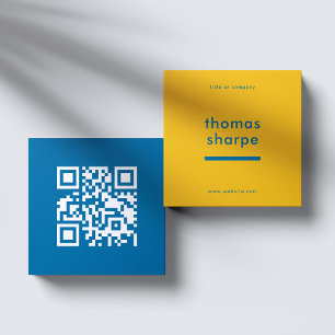 Modern and Minimal QR Code Backer Square Business Card