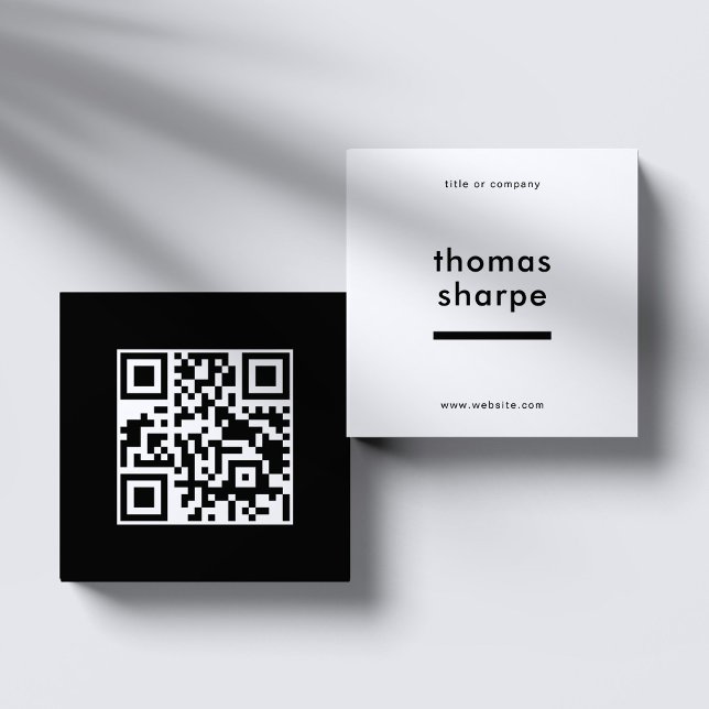 Modern and Minimal QR Code Backer Square Business Card (Creator Uploaded)