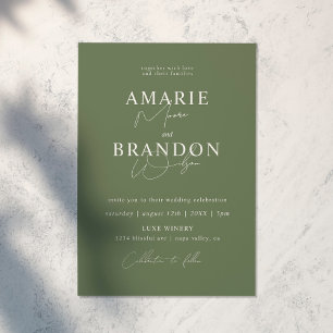 Modern and Minimal Sage Green Wedding Invitation