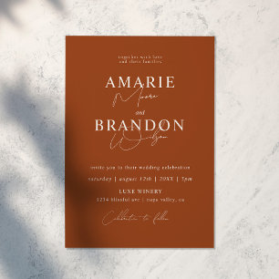 Modern and Minimal Terracotta Wedding Invitation