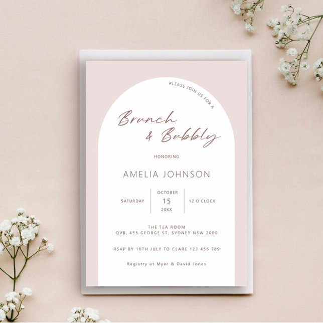 Modern and minimalist arch brunch and bubbly invitation (Creator Uploaded)