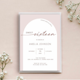 Modern and minimalist arch sweet sixteen invitation