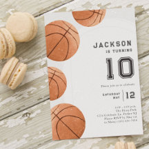 Modern and Minimalist Boy's Basketball Birthday