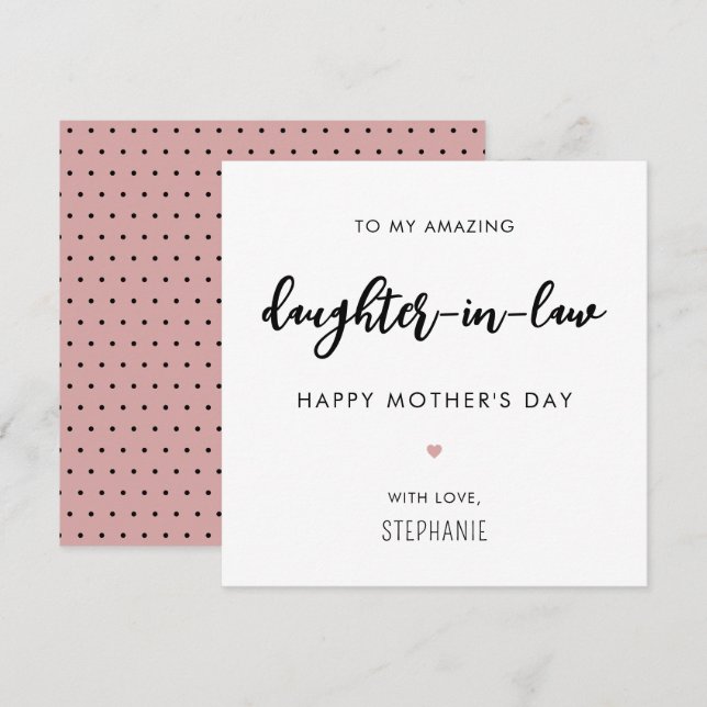 Modern and Minimalist Daughter in Law Mother's Day Card (Front/Back)