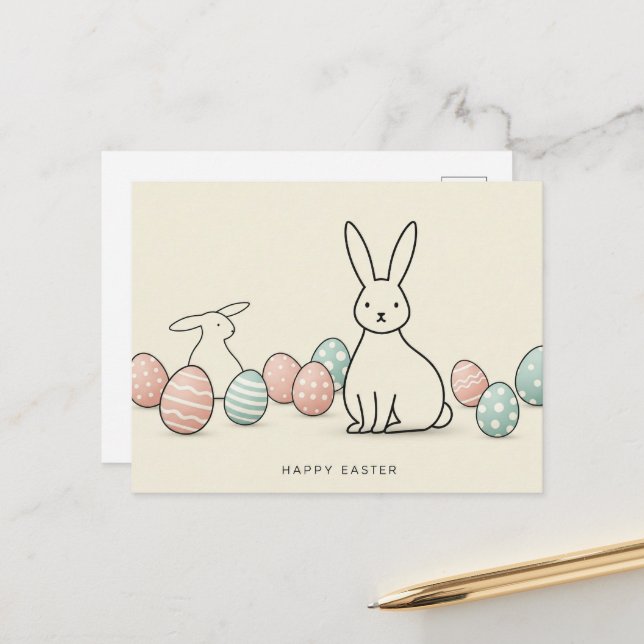 modern and minimalist Easter postcard (Front/Back In Situ)