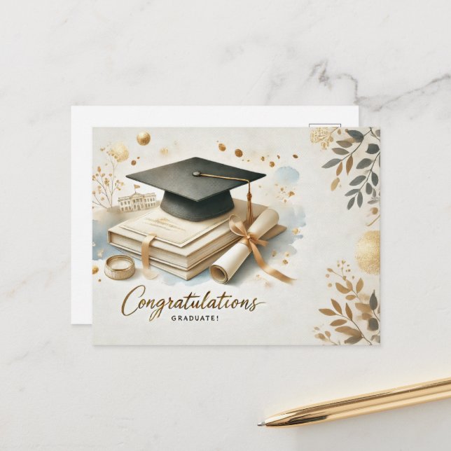 modern and minimalist Graduation Postcard (Front/Back In Situ)