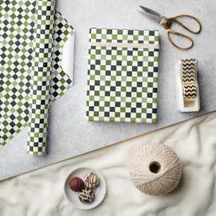 Modern and Minimalist Green Check Christmas Wrapping Paper