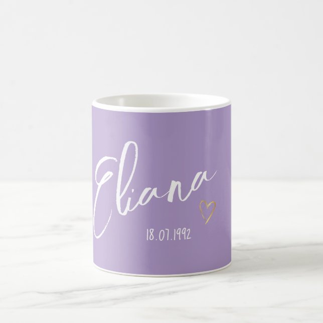 Modern and Minimalist Personalised Purple Name  Coffee Mug (Center)