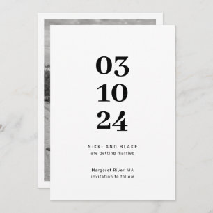 Modern and minimalist photo save the date invitation