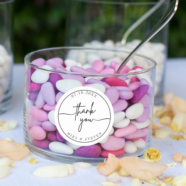 Modern and Minimalist typography thank you wedding Classic Round Sticker (Creator Uploaded)