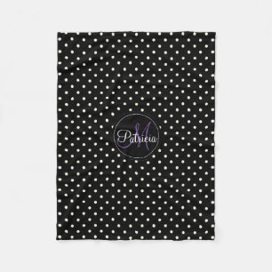 Modern And Minimalistic Black And White Polka Dots Fleece Blanket