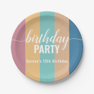 Modern and Muted Colour Swatch Birthday Paper Plate