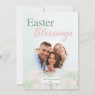 Modern and Pretty Easter Blessings Photo Card