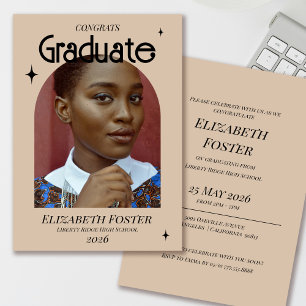 Modern and retro photo graduation Invitation