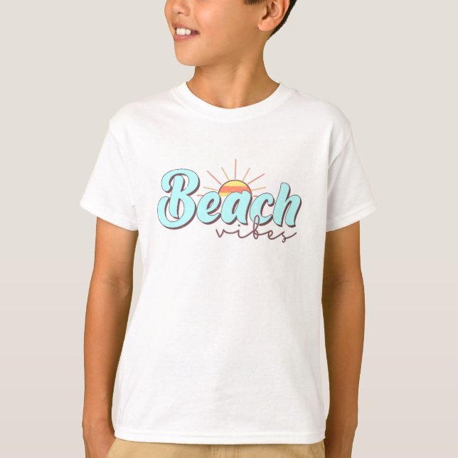 Modern and Simple Beach Vibes White Kid's T-Shirt (Front)