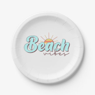 Modern and Simple Beach Vibes White Paper Plate