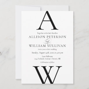 Modern and Simple Black and White Wedding Invitation