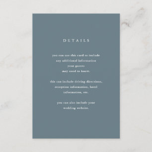 Modern and Simple Blue Grey Wedding Guest Details Enclosure Card