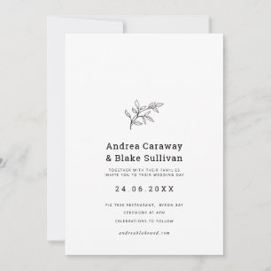 Modern and simple classy black and white foliage i invitation