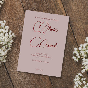 Modern and Simple Dusty Rose Wedding  Invitation
