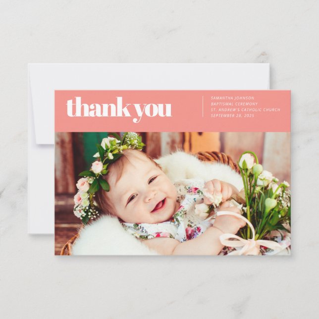 Modern and Simple Photo Baptismal Thank You (Front)