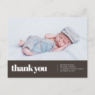 Modern and Simple Photo Baptismal Thank You Postcard