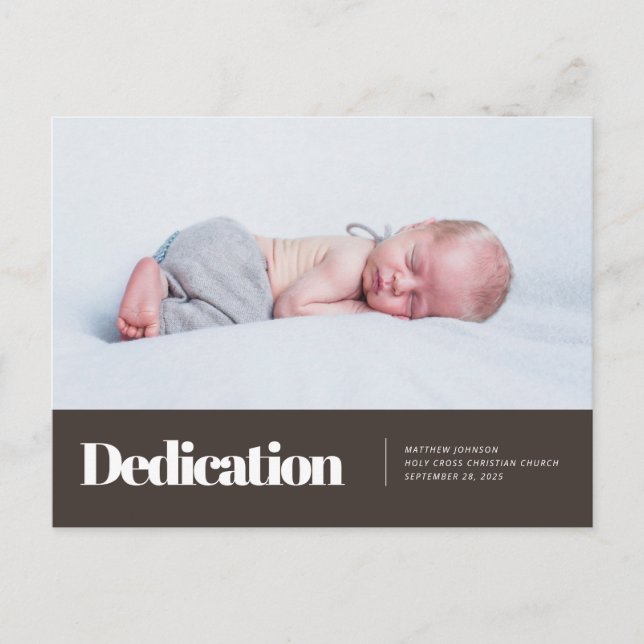Modern and Simple Photo Dedication Invitation Postcard (Front)