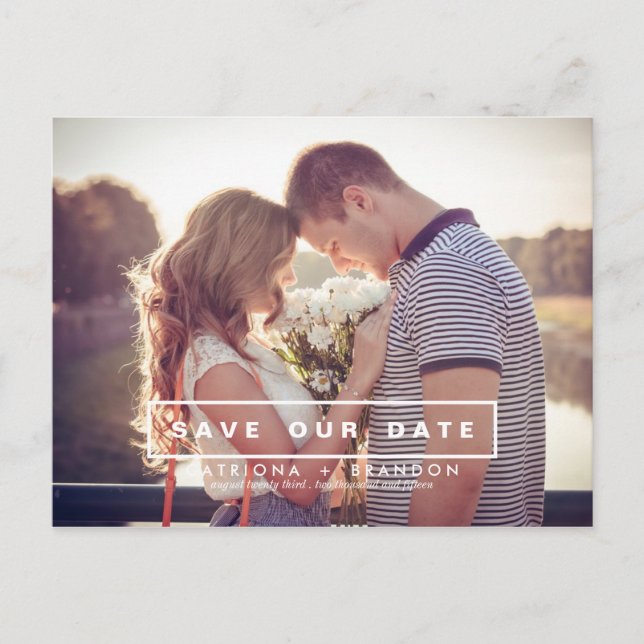 MODERN AND SIMPLE PHOTO SAVE THE DATE POSTCARD (Front)