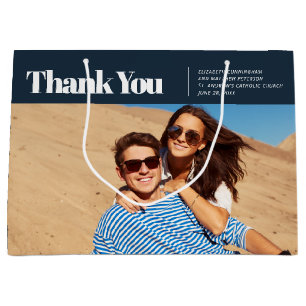 Modern and Simple Photo Wedding Thank You Large Gift Bag