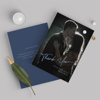 Modern and Simple Script Photo Wedding Thank You 