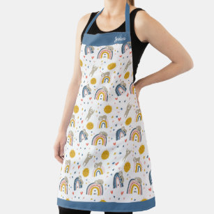 Modern and Simple Sloth and Rainbows Pattern Apron