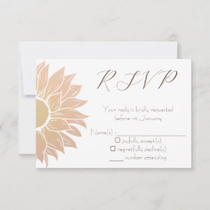 Modern and Simple Sunflower Wedding RSVP card