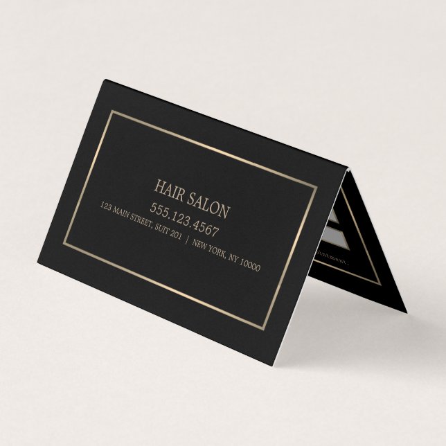 Modern and Sleek, Black and Gold Appointment Card (Front)