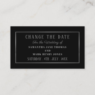 Modern and Sleek, Black and Silver Change the Date Enclosure Card