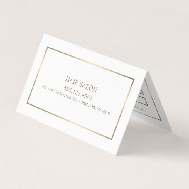 Modern and Sleek, White and Gold Appointment Card (Front)