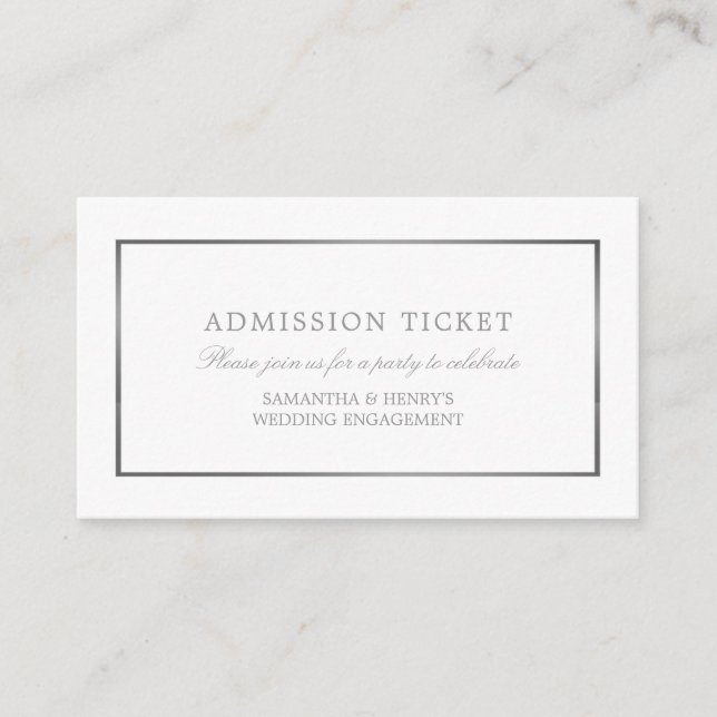 Modern and Sleek, White & Silver, Admission Ticket Enclosure Card (Front)