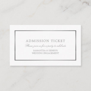 Modern and Sleek, White & Silver, Admission Ticket Enclosure Card