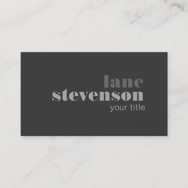 Modern and Sophisticated Bold Font Black Business Card (Front)