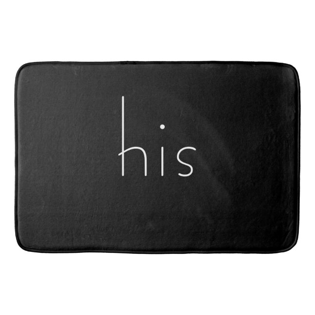 Modern and Stylish Black and White his Bath Mat (Front)