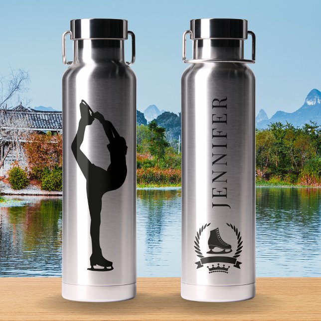 Modern And Stylish Ice Skater Woman Personalised Water Bottle (Creator Uploaded)