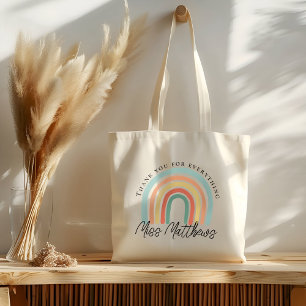 Modern and Stylish Rainbow Teacher Thank You Gift Tote Bag