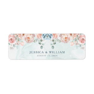 Modern and Trendy Blue Rose Wedding Return Address