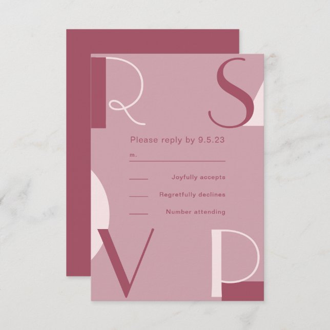 Modern and Trendy Burgundy Monochromatic Wedding RSVP Card (Front/Back)