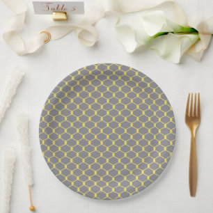 Modern and Trendy Grey and Yellow Chain Link Paper Plate