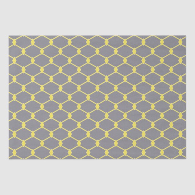 Modern and Trendy Grey and Yellow Chain Link  Tissue Paper (Front)