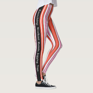Modern and unique monogram l Colourful stripes Red Leggings
